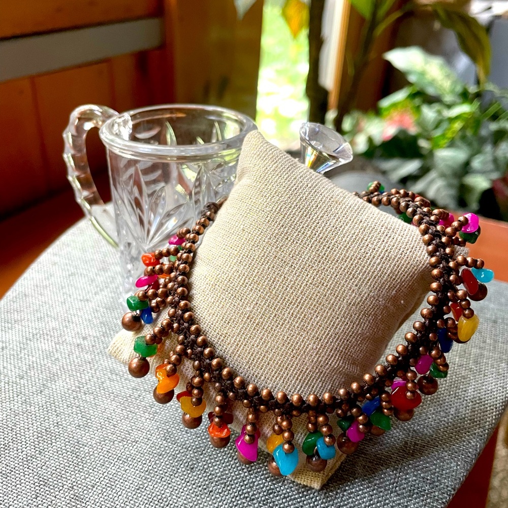 Gorgeous Tierra Soho New York Copper & Stone Beaded Heavyweight Bracelet